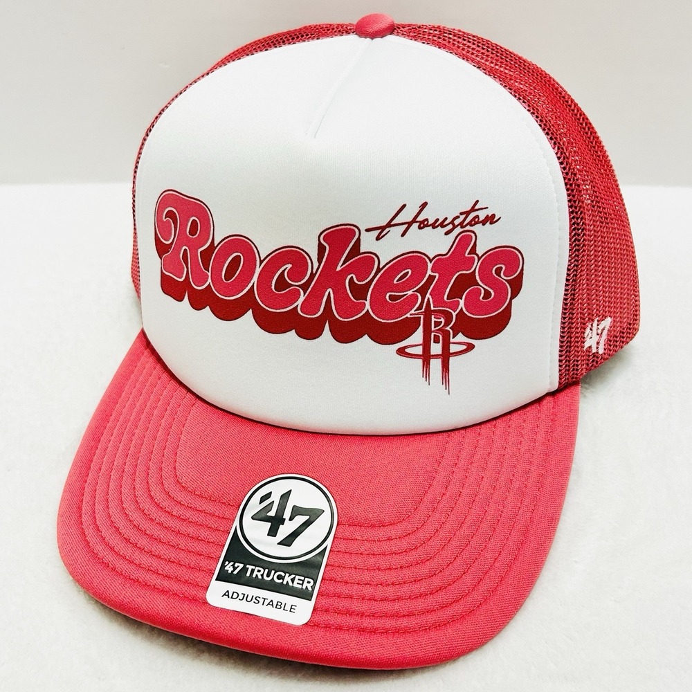 '47 Brand Houston Rockets Luminance A-Frame Trucker Hat Cap Adjustable Snap Red